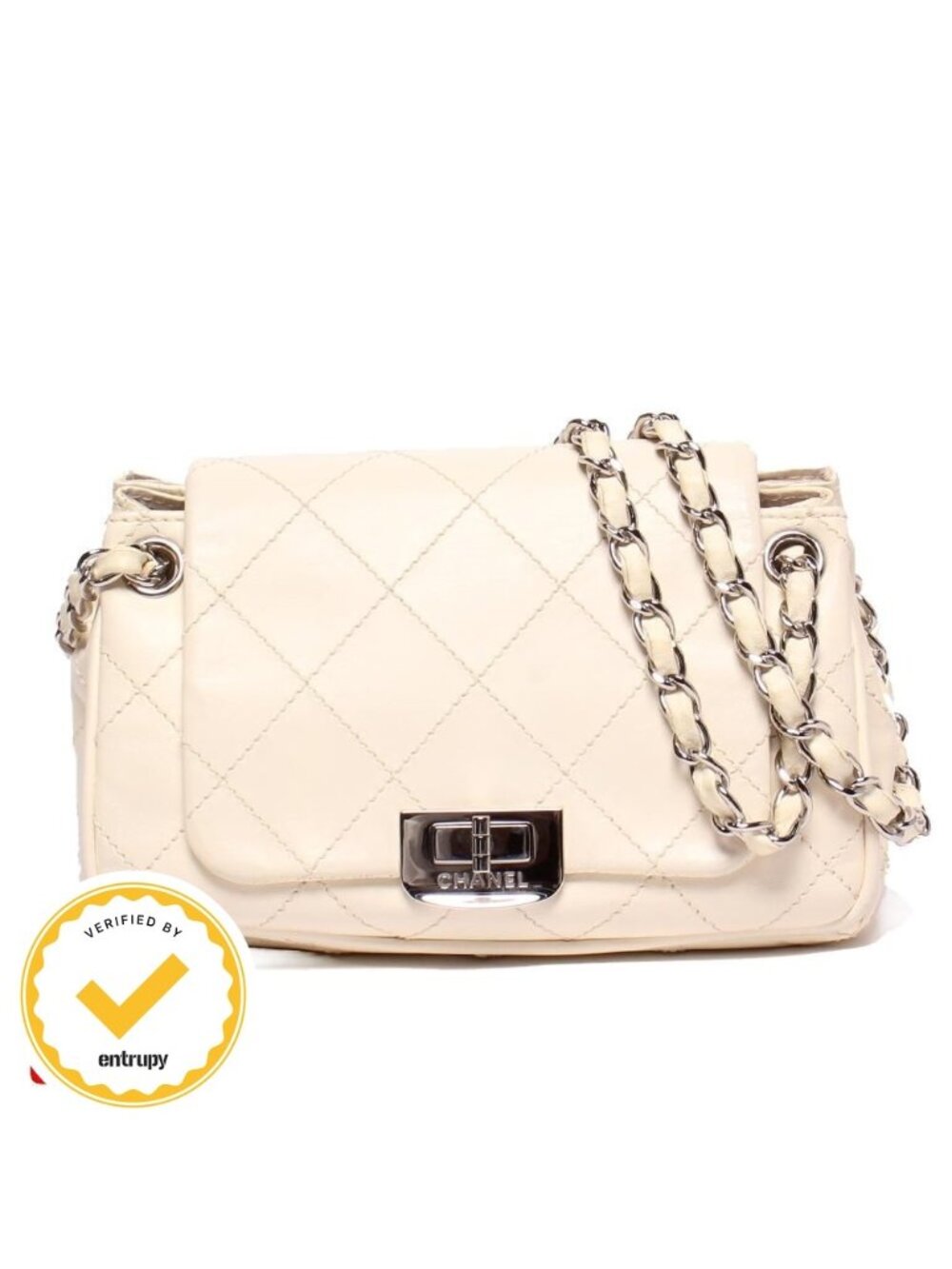 Chanel Chain Shoulder Bag Silver 2.55 Wild Stitch Double Single Flap